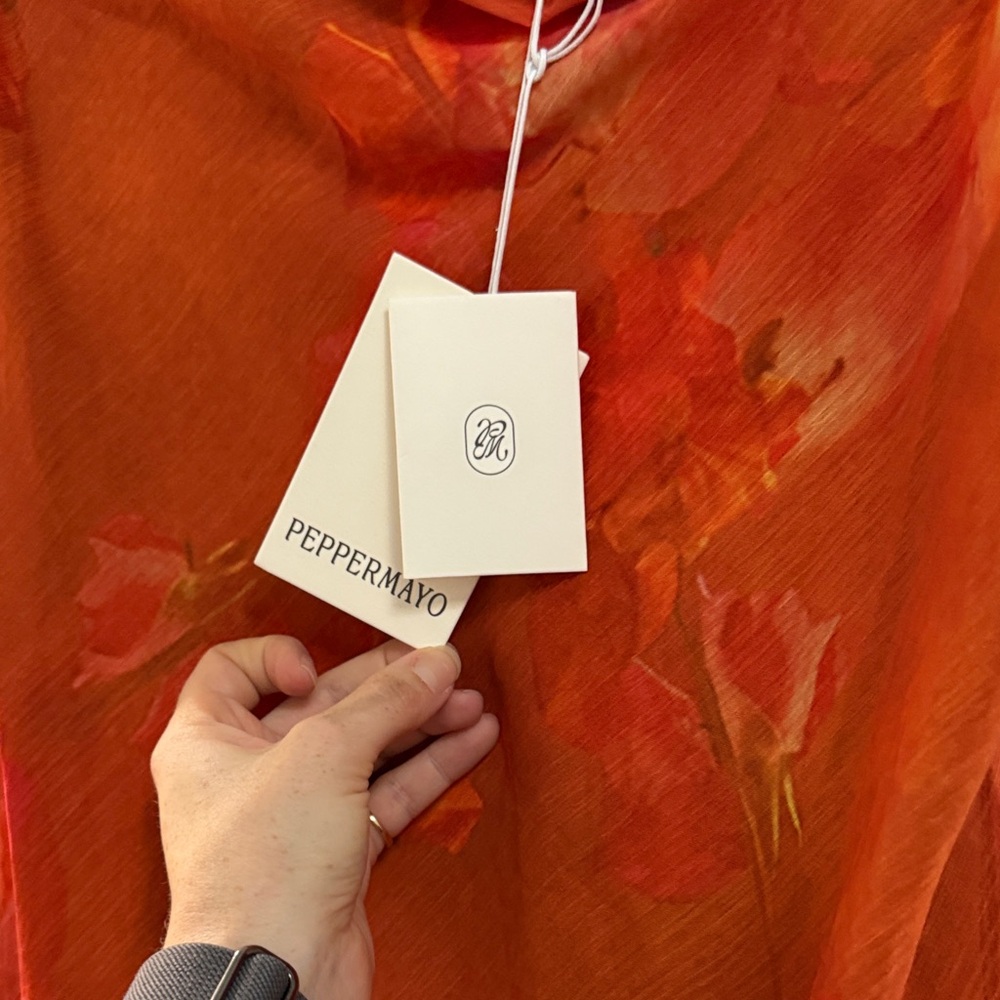 Peppermayo Orange Floral Pagoda Maxi Dress NWT - Picture 6 of 7